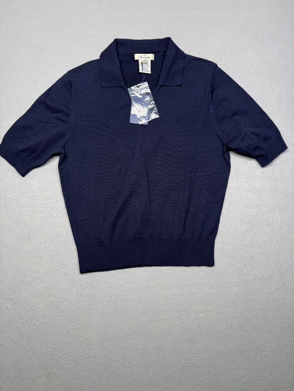 Façonnable Silk Cotton Nylon Spandex Polo Sweater XS Navy